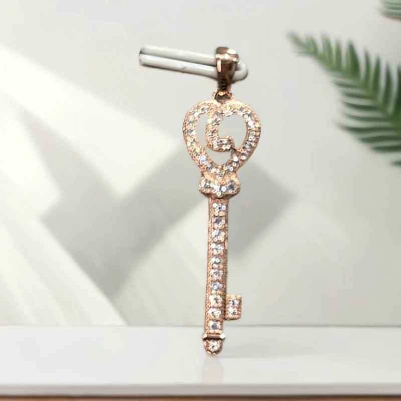 坠链均925银合成锆石 镶嵌锆石玫瑰金色吊坠时尚时尚