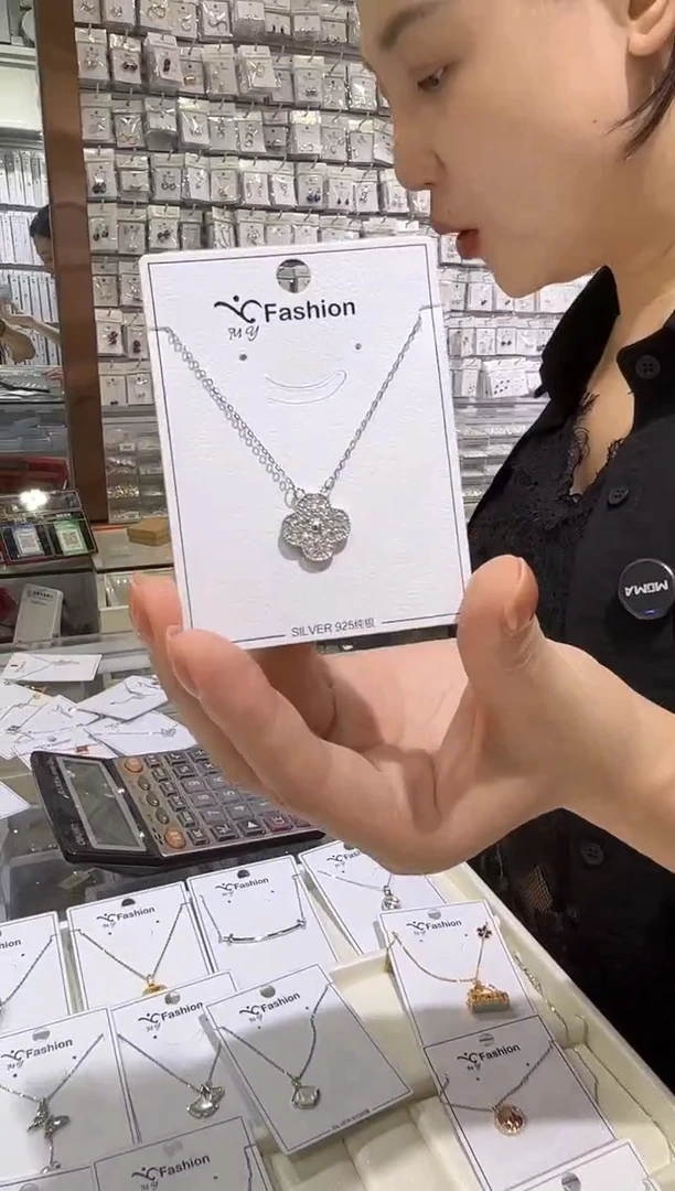 吊坠925银无四叶草大项链tq