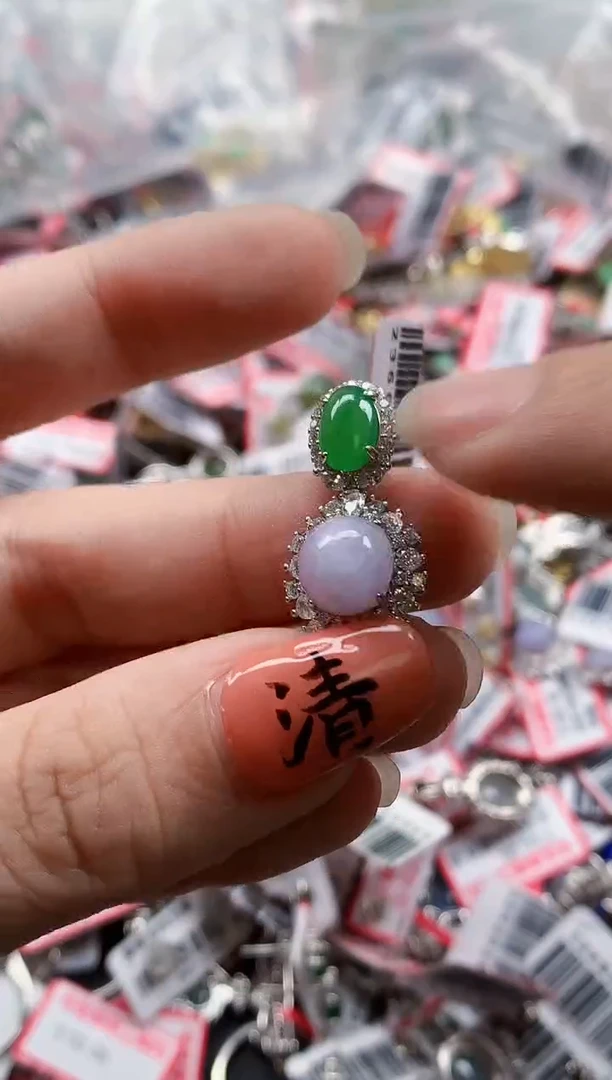 银S925镶嵌戒指翡翠天然A货缅甸翡翠