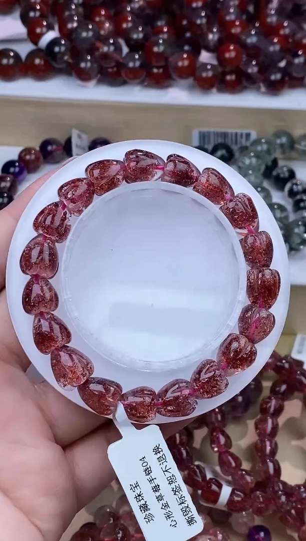 水晶手链未镶嵌心形金草莓10m+