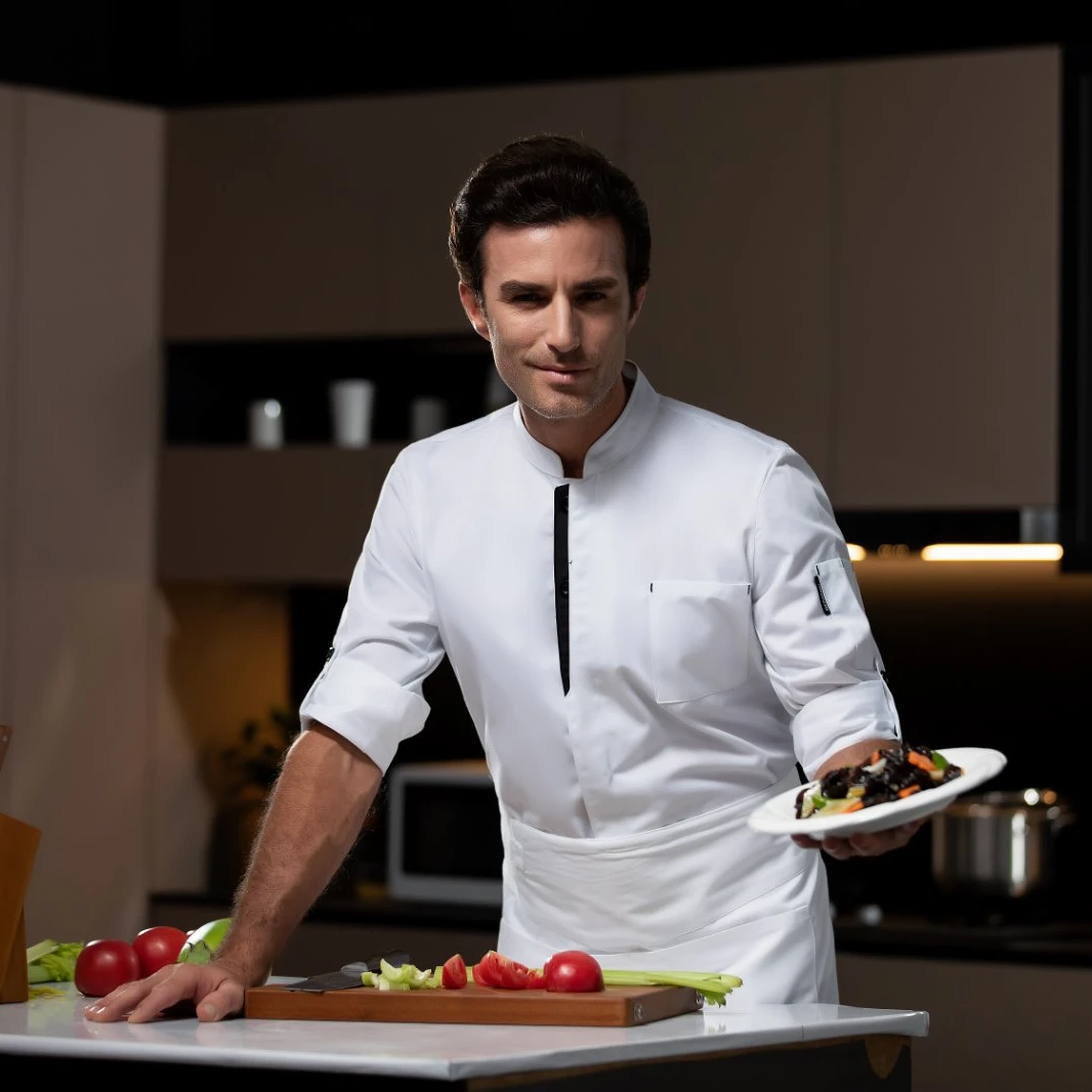 高档厨师工作服男女同款长袖酒店餐饮后厨西餐厅后厨烘培工装