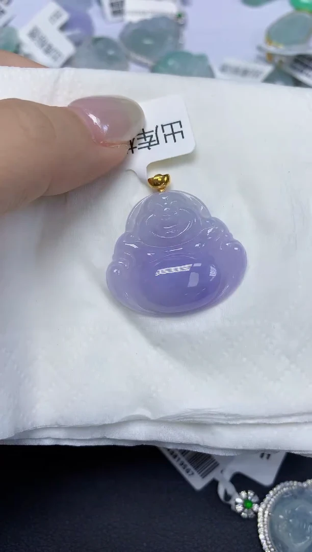 翡翠18K金镶嵌颈饰天然缅甸翡翠A货