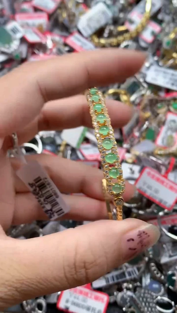 银S925镶嵌戒指翡翠天然A货缅甸翡翠