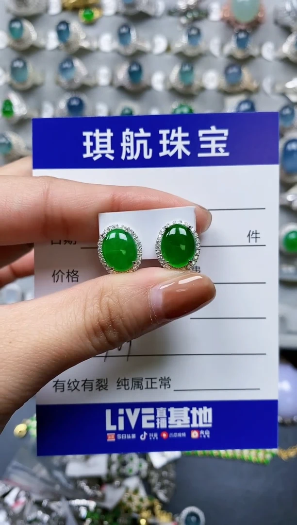 【闪购商品】翡翠耳饰银S925镶嵌0109