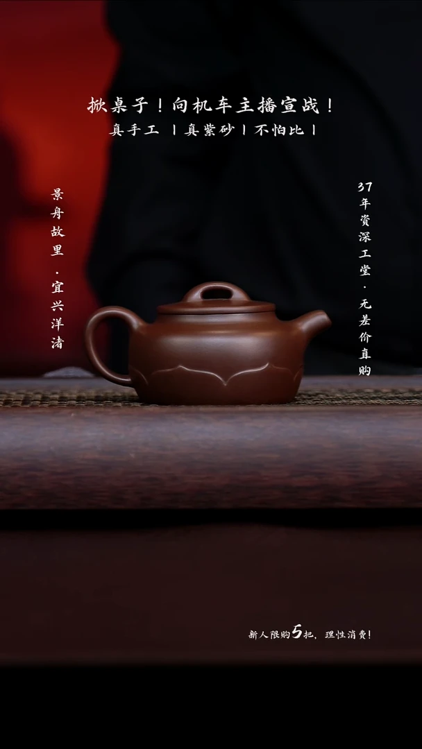 茶壶紫砂原矿手工 紫泥花开见佛200CC