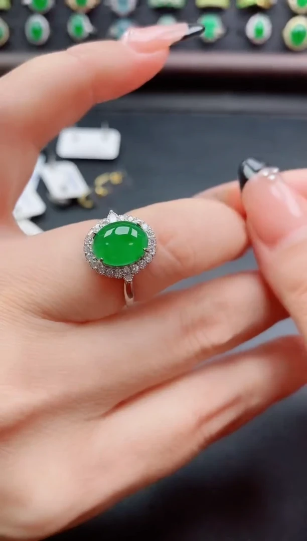 银S925镶嵌戒指翡翠1