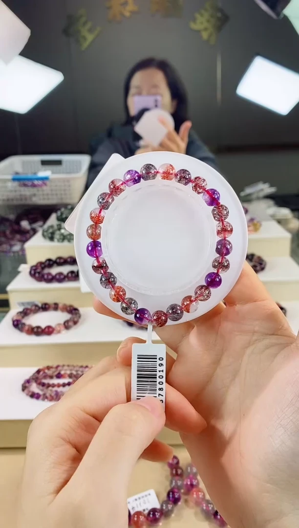 未镶嵌手串水晶黑加仑超七单圈7m+