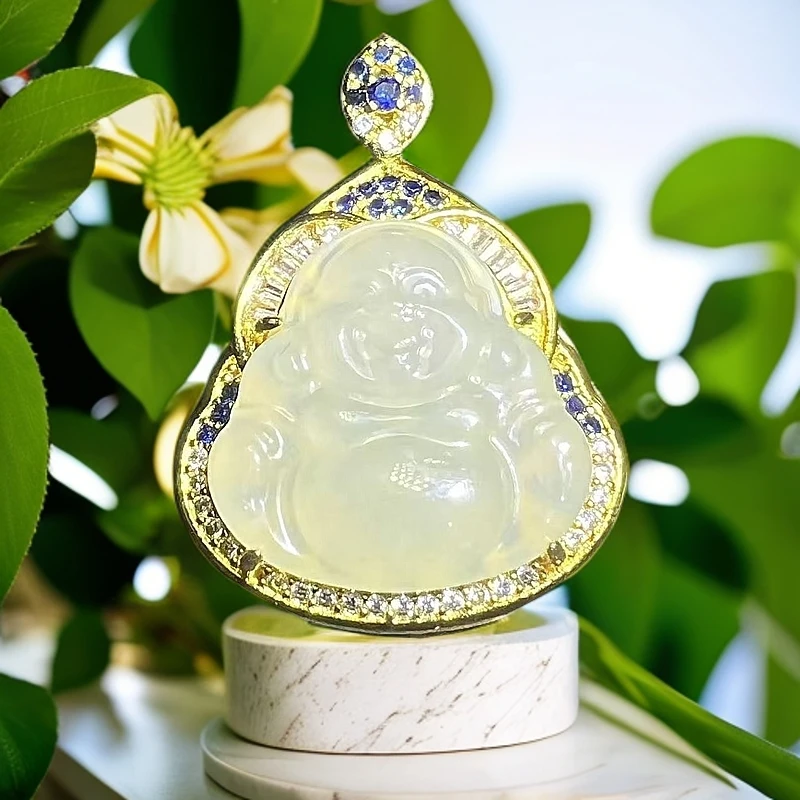 HT4664（玉姐珠宝）和田玉佛公吊坠-配麻花链-送礼佳品-