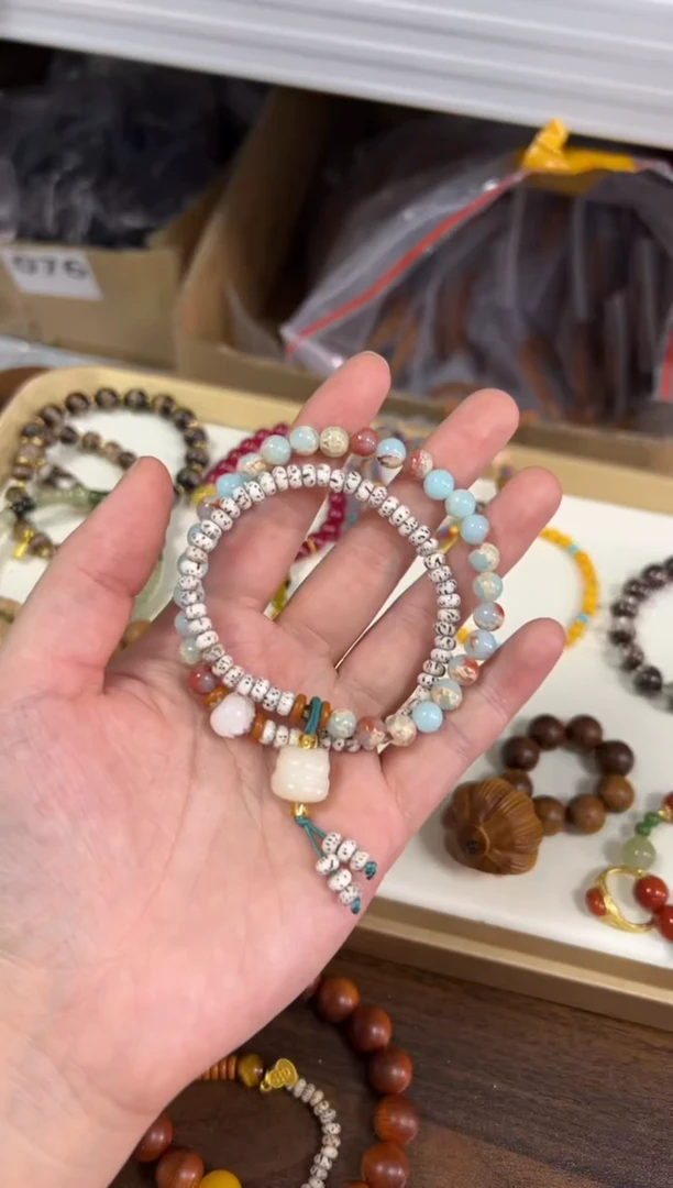 星月菩提手串迷你星月菩提寿山款双圈手链[3602]