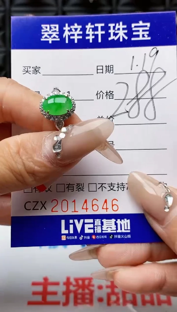 【闪购商品】翡翠戒指银S925镶嵌4646