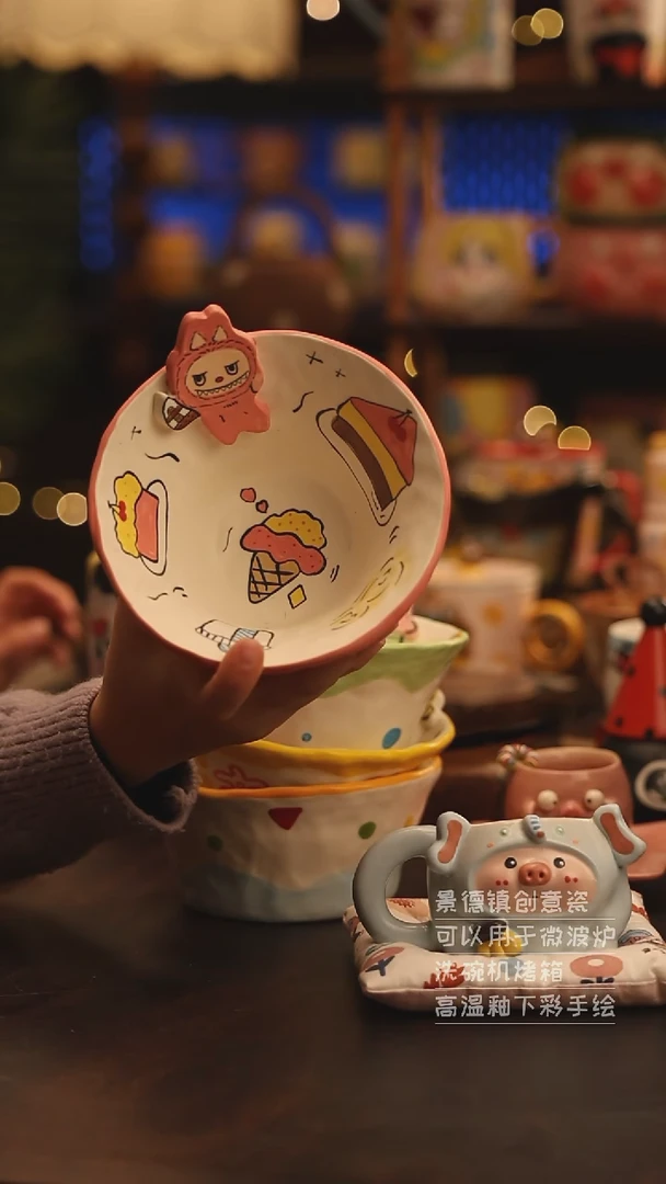 陶瓷景德镇可爱陶瓷釉下彩绘设计师款