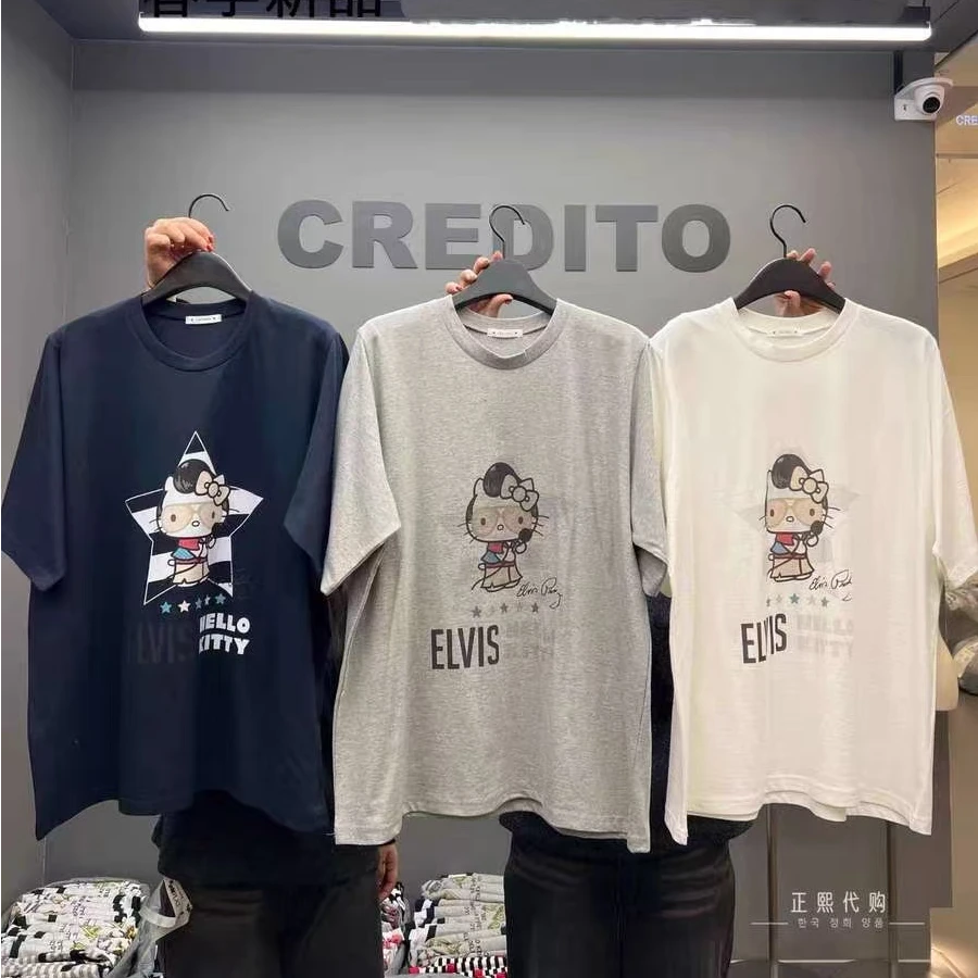 东大门cr五角星猫咪印花短袖T恤