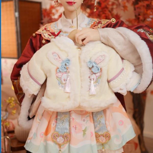 女童汉服连衣裙秋冬款2024爆款儿童古加厚装中小童公主裙洋气加绒