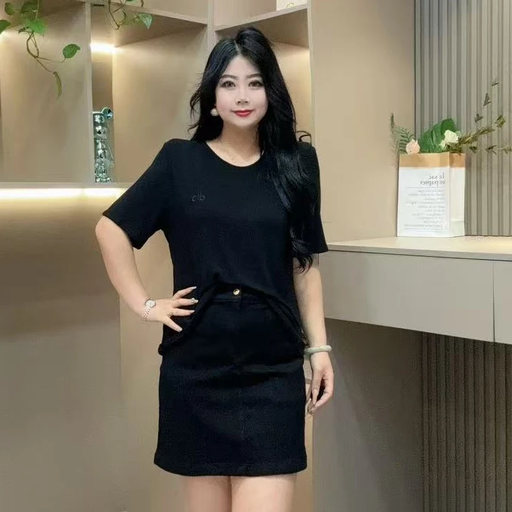 秋季半袖-千 25780气质时尚大码休闲简约纯色百搭显瘦半袖