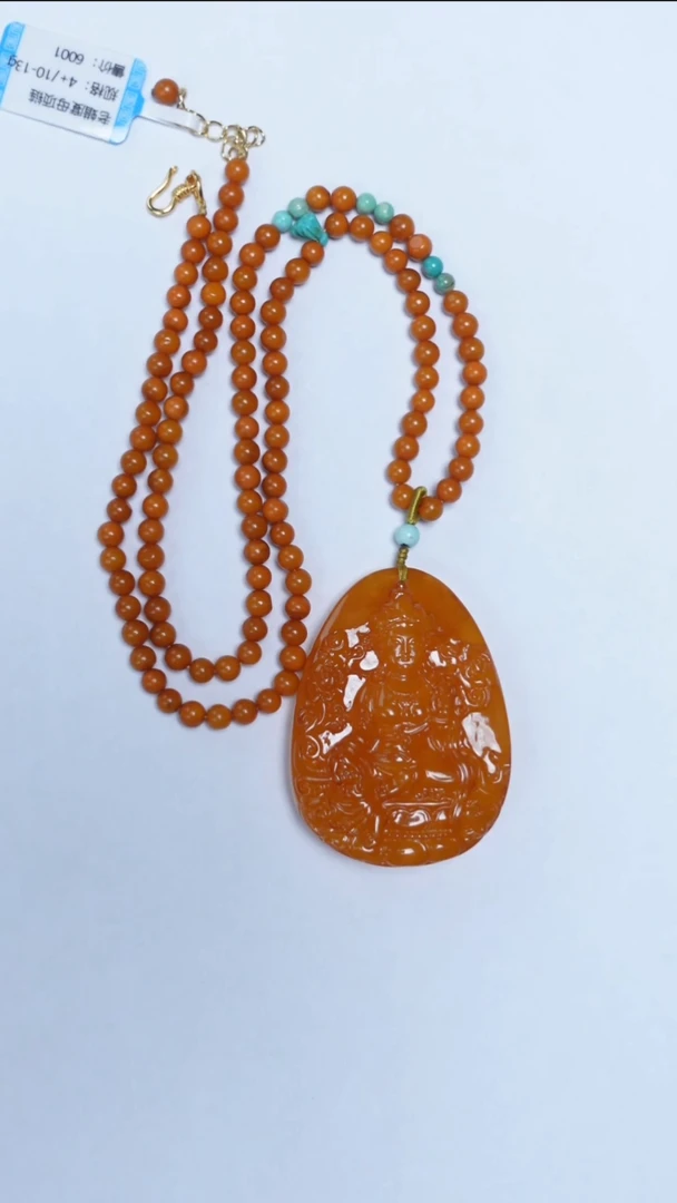 蜜蜡颈饰未镶嵌老蜡度母吊坠