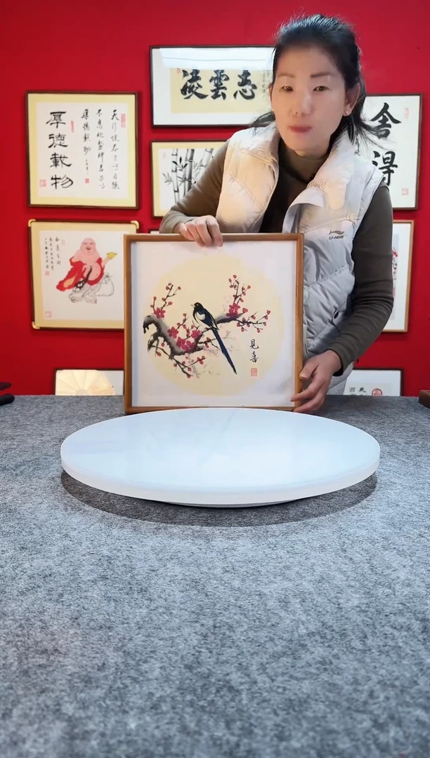 精品实木绘画作品-《见喜》35*35