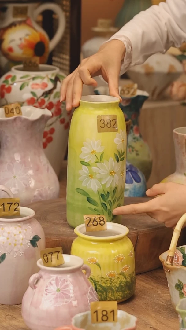 陶瓷景德镇设计师手作花器摆件侘寂风@M382@