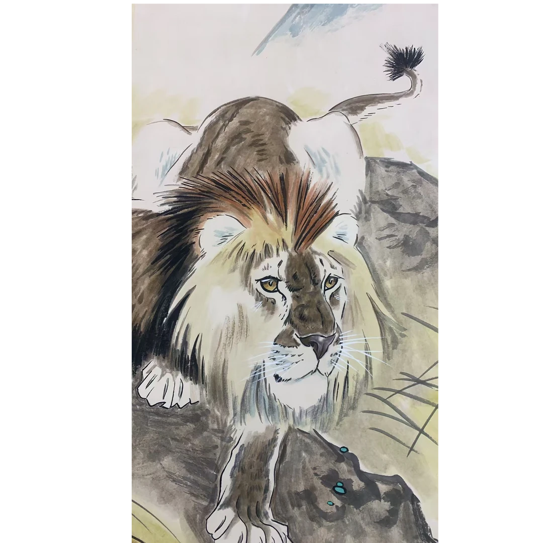 刘 狮子立轴100 50 4.5平尺