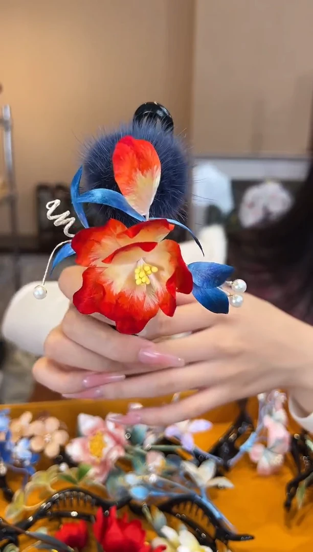 刺绣 非遗绒花（发饰）