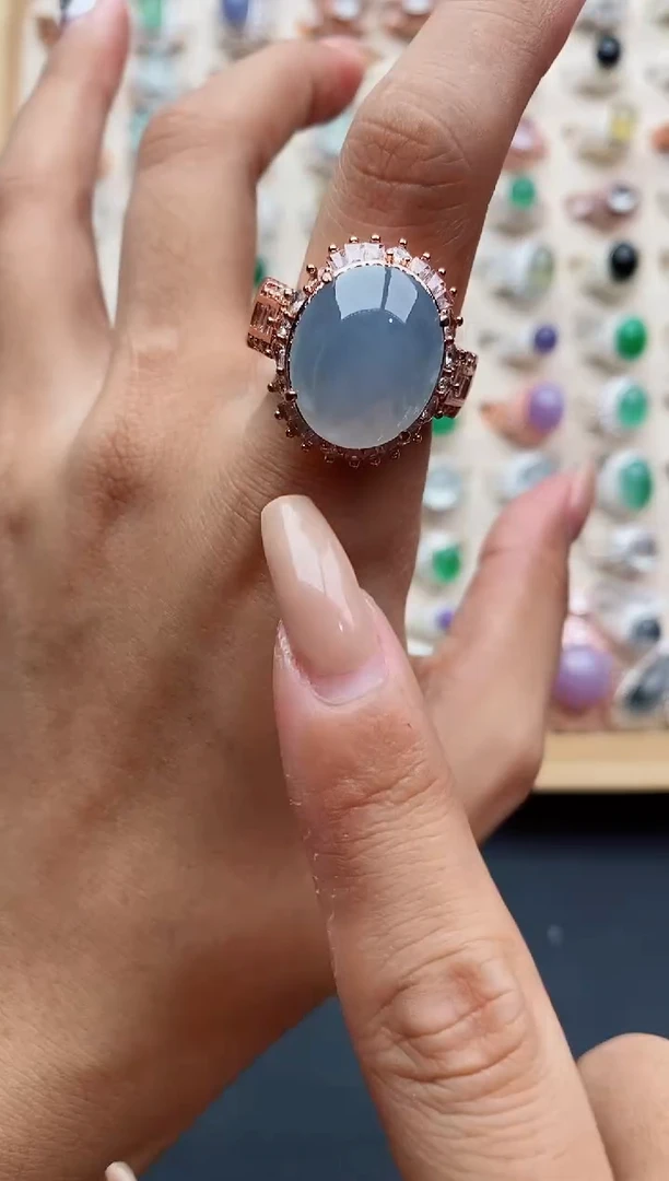 翡翠戒指未镶嵌天然缅甸翡翠A货333 4-7