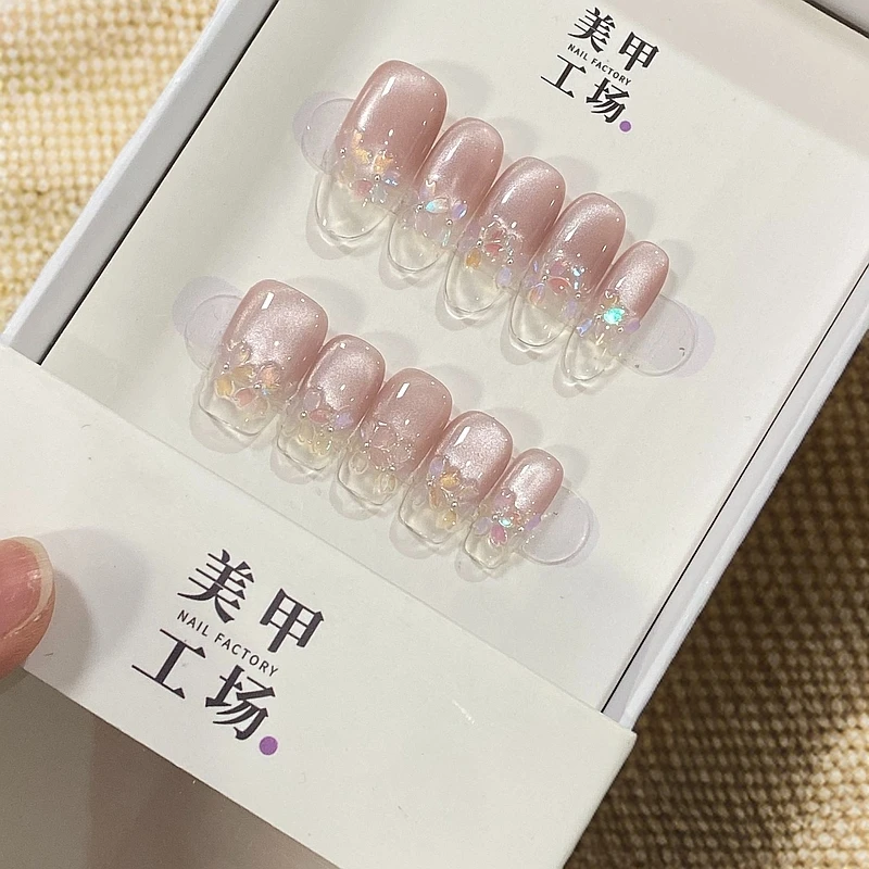 【樱花醉】-纯手工穿戴甲温柔高级显白纯欲简约风美甲贴可拆卸