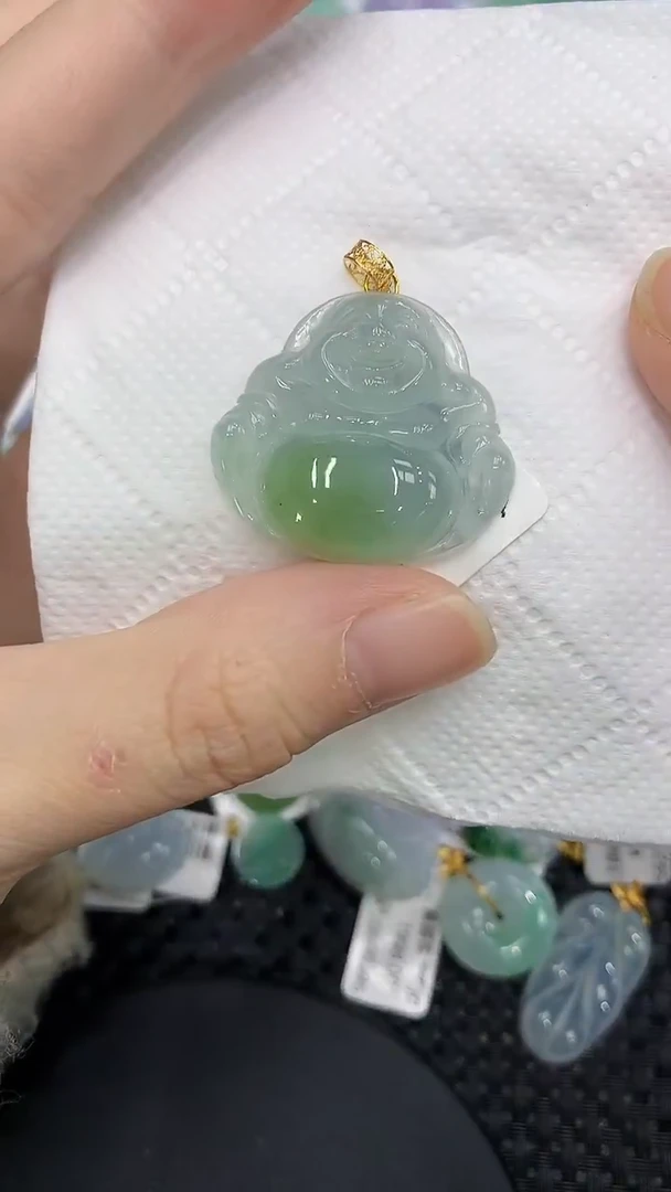 颈饰18K金镶嵌翡翠a货支持复检百元以上9元证书费自理