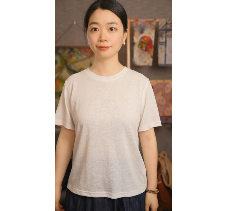 棉短袖t恤E35153UMI阿俏家休闲百搭女士简约圆领T恤