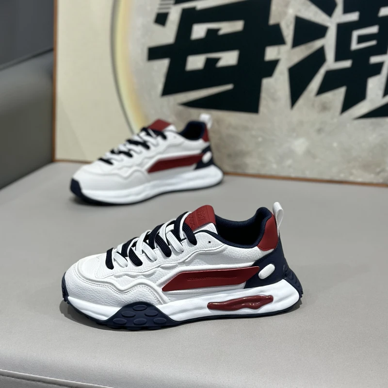 潮牌男鞋秋季新款低帮皮面舒适休闲软底时尚韩版系带百搭网红鞋男