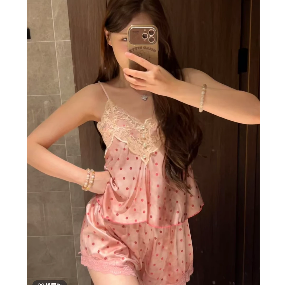 ①【桃影轻梦】2025夏款高定睡裙蕾丝性感高腰家居服睡衣