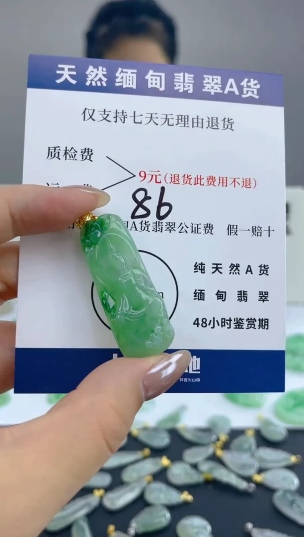 颈饰18K金镶嵌翡翠天然A货翡翠
