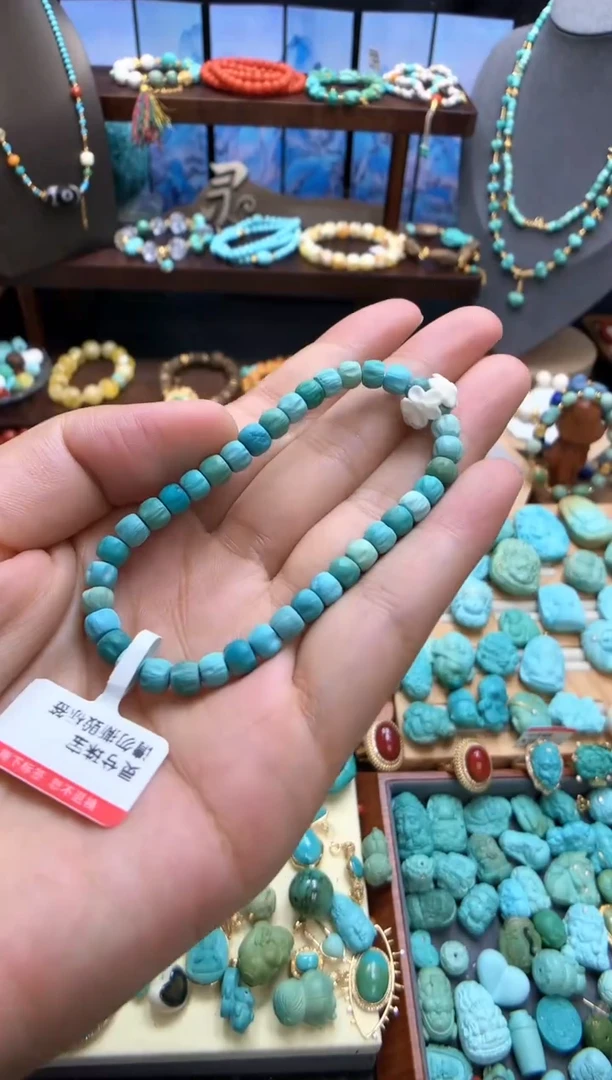 未镶嵌绿松石手链精工绿松石拉丝百香手链