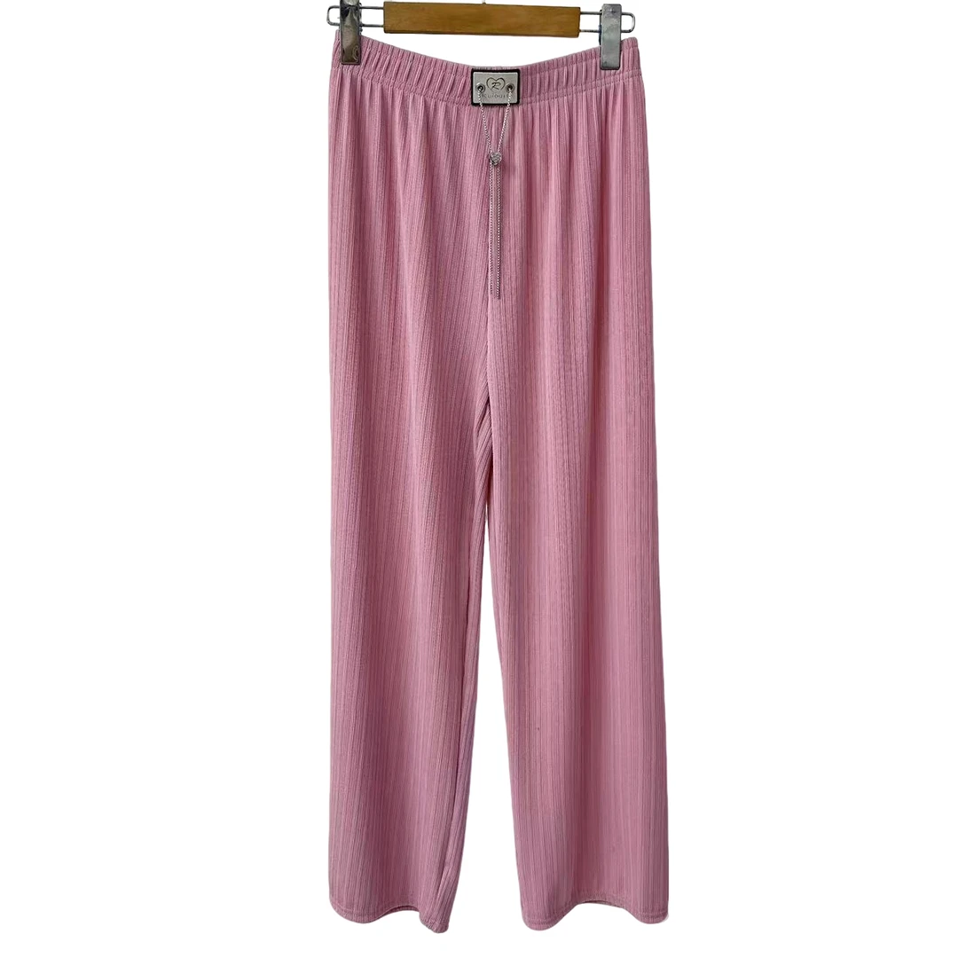 【271】R标铁链爱心休闲裤冰丝阔腿裤修身显瘦垂感十足百搭时尚