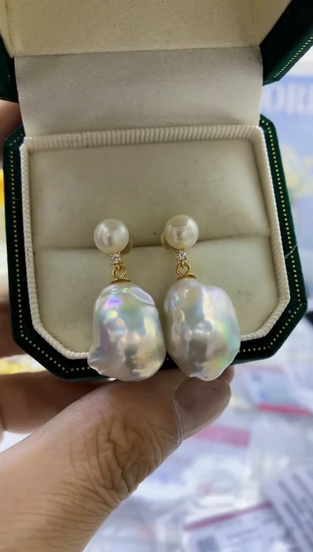 未镶嵌淡水珍珠BG珍珠耳饰@@C1205