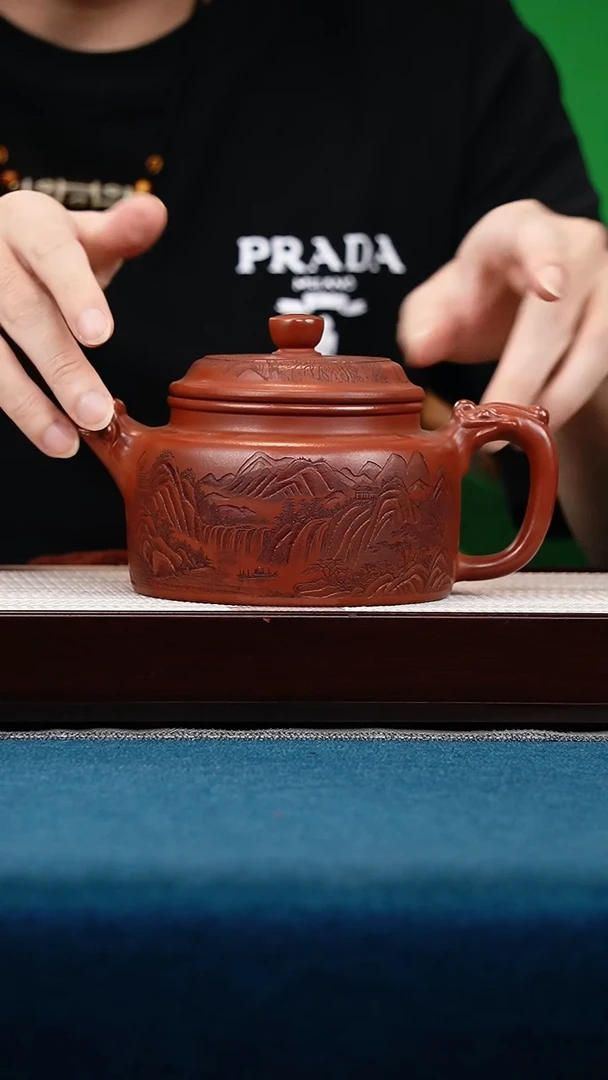茶壶紫砂玫瑰金沙龙德钟