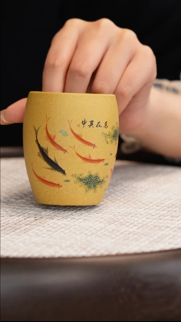 紫砂段泥小鱼主人杯