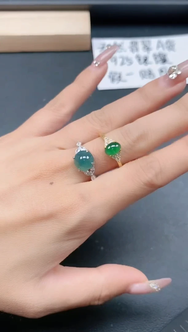 银S925镶嵌戒指翡翠111