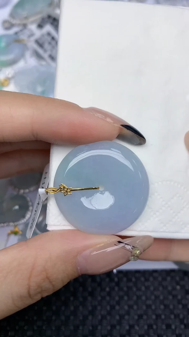 颈饰18K金镶嵌翡翠天然缅甸翡翠a货百元以上9元证书费自理