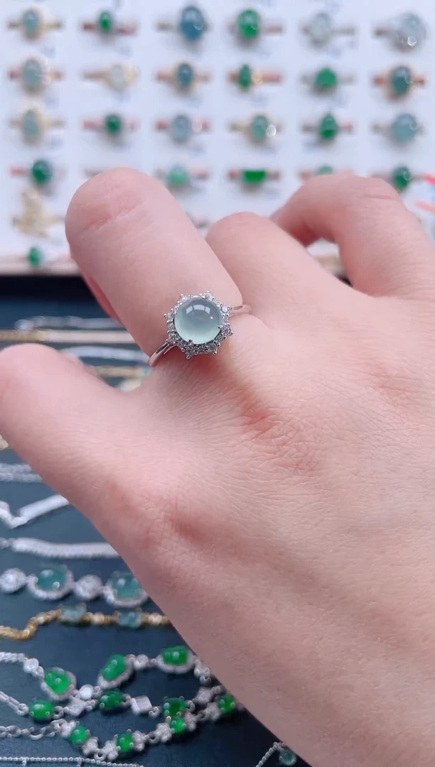 银S925镶嵌戒指翡翠天然翡翠