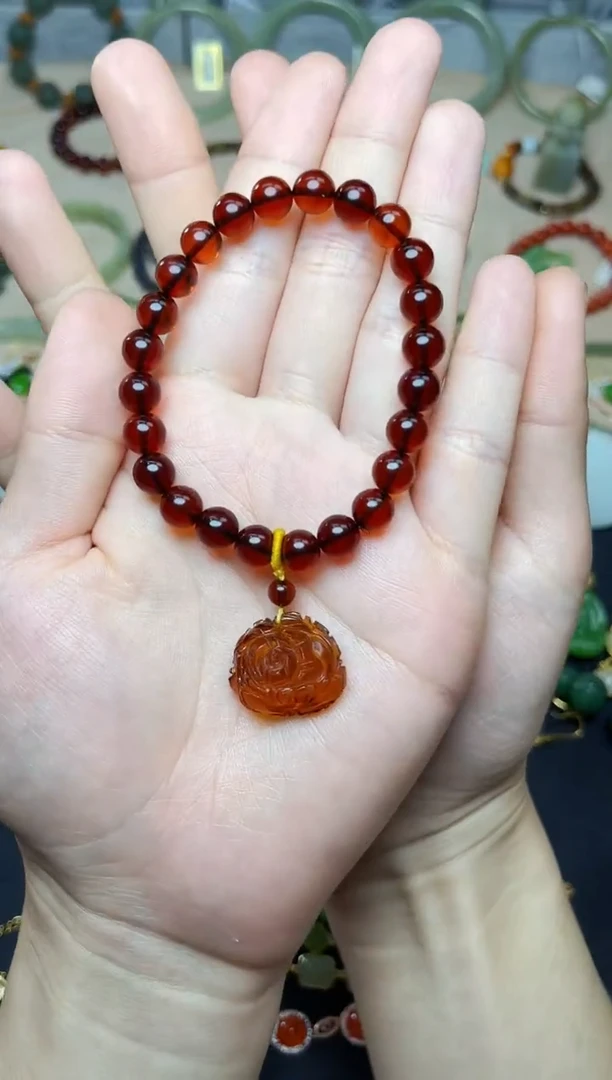 未镶嵌血珀手串06牡丹花手串