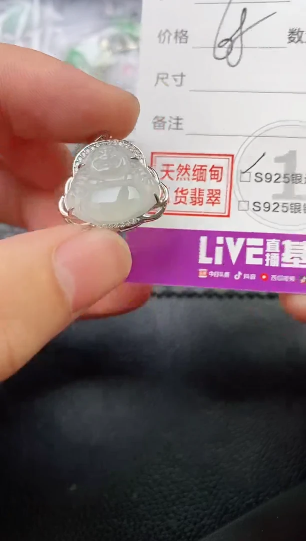 颈饰银S925镶嵌翡翠小*挂件