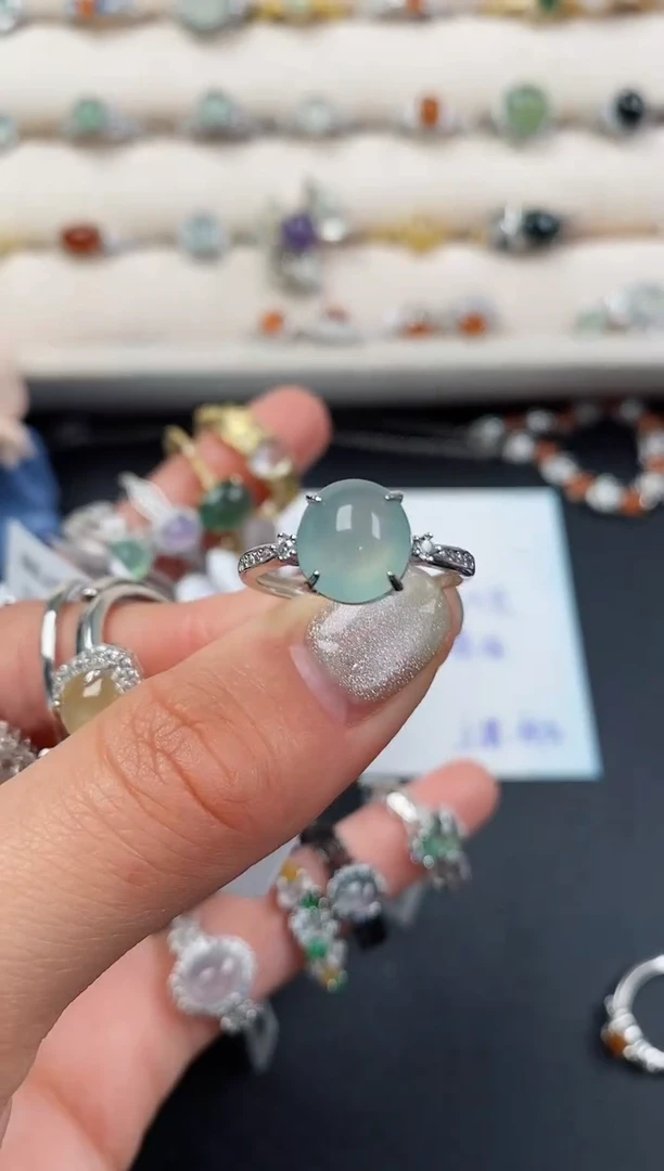 银S925镶嵌戒指翡翠33333333+1