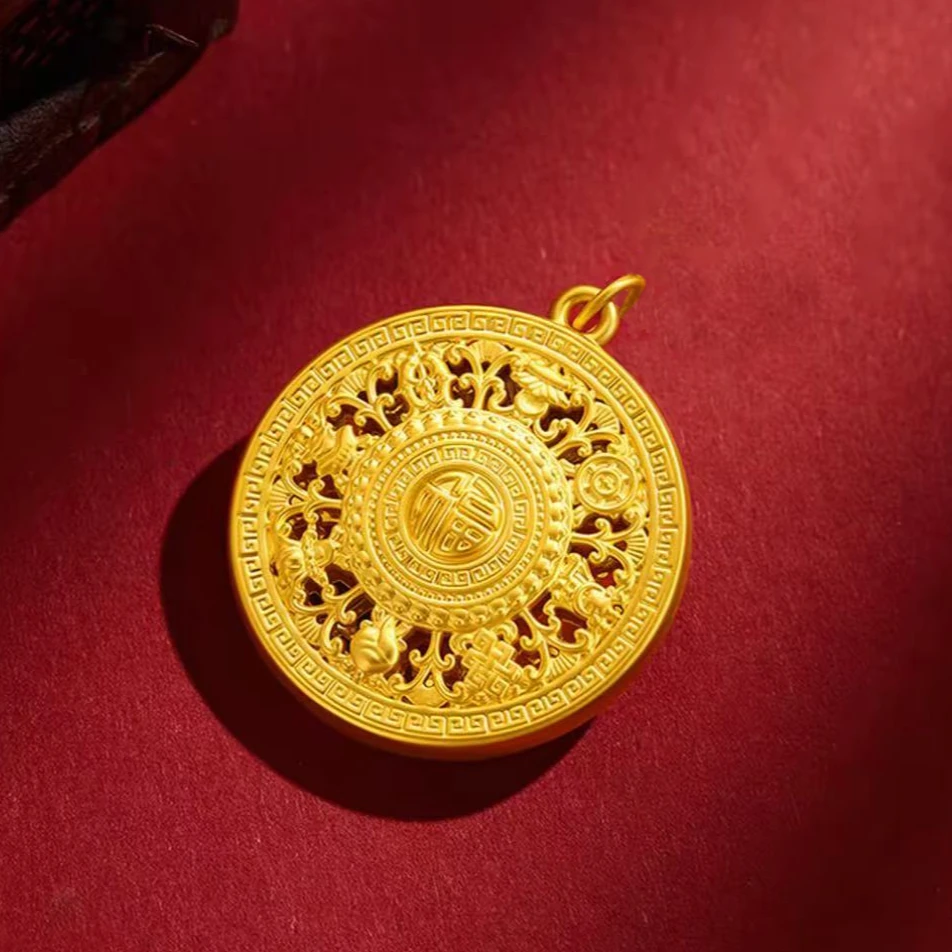 足金999  大号加厚八瑞吉祥八宝如意盘黄金（赠编绳）