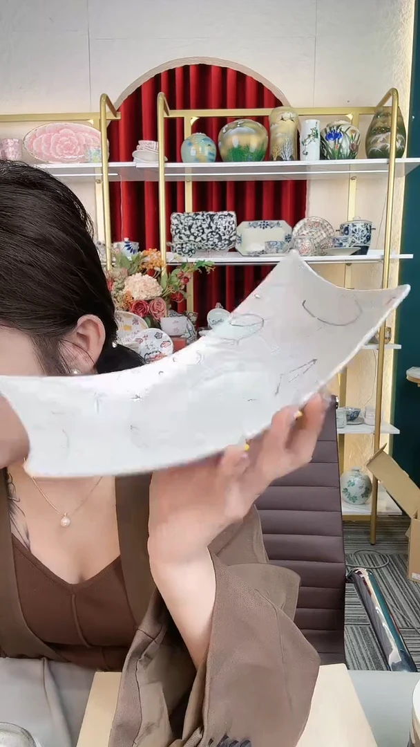 盘濑户烧22.5cm船型盘进口一个