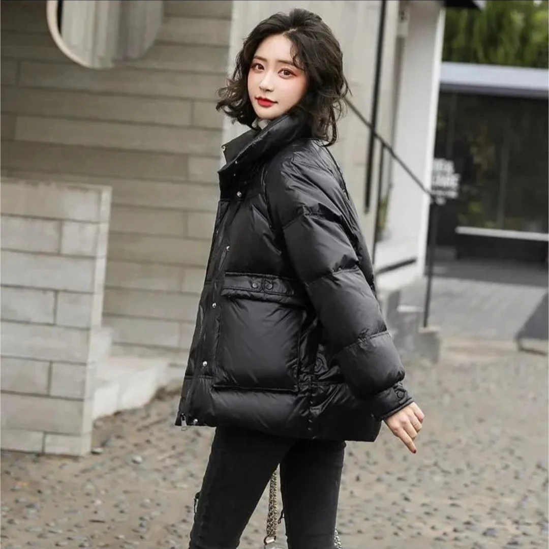 两粒扣短款羽绒服厚款