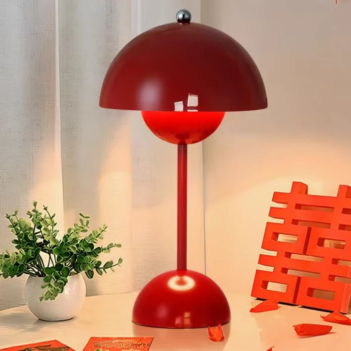 花苞蘑菇护眼台灯阅读氛围灯充电款婚庆床头夜灯