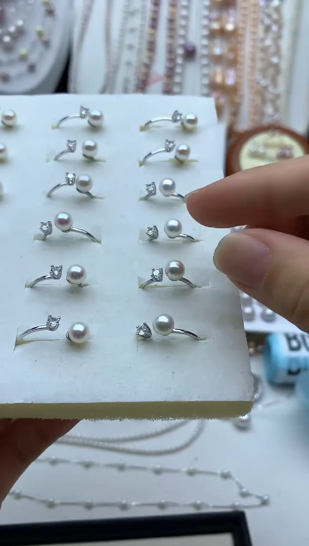 戒指银S925镶嵌淡水珍珠多样性发其一6mm