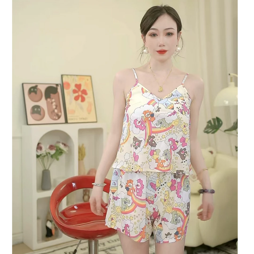 【彩虹布偶】2025夏季绵绸家居服女款浴袍三件套装甜美舒适
