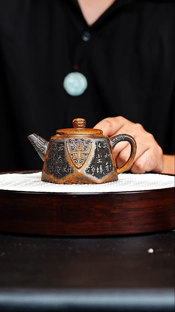 茶壶紫砂宜兴紫砂 钻方 龙骨金砂 李雨瑶 h453