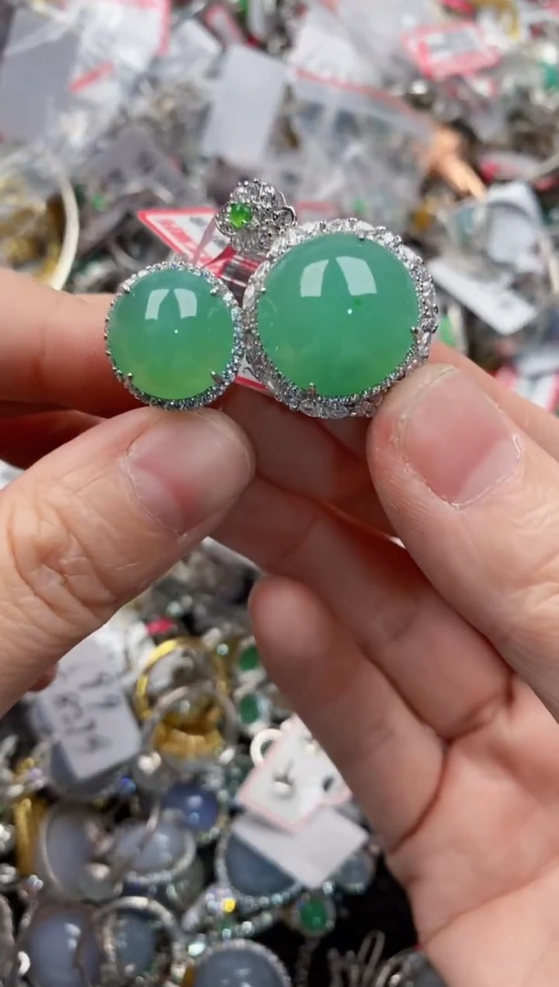 银S925镶嵌戒指翡翠5555----2