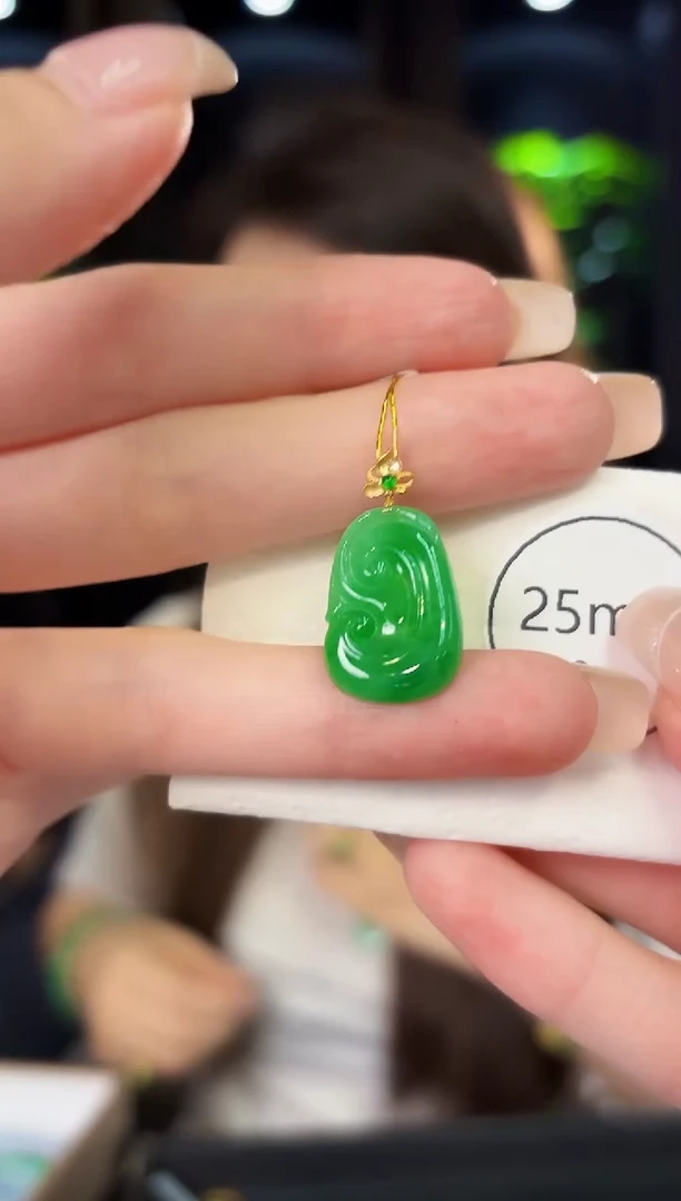 翡翠18K金镶嵌颈饰 缅料A货/支持复检/一件